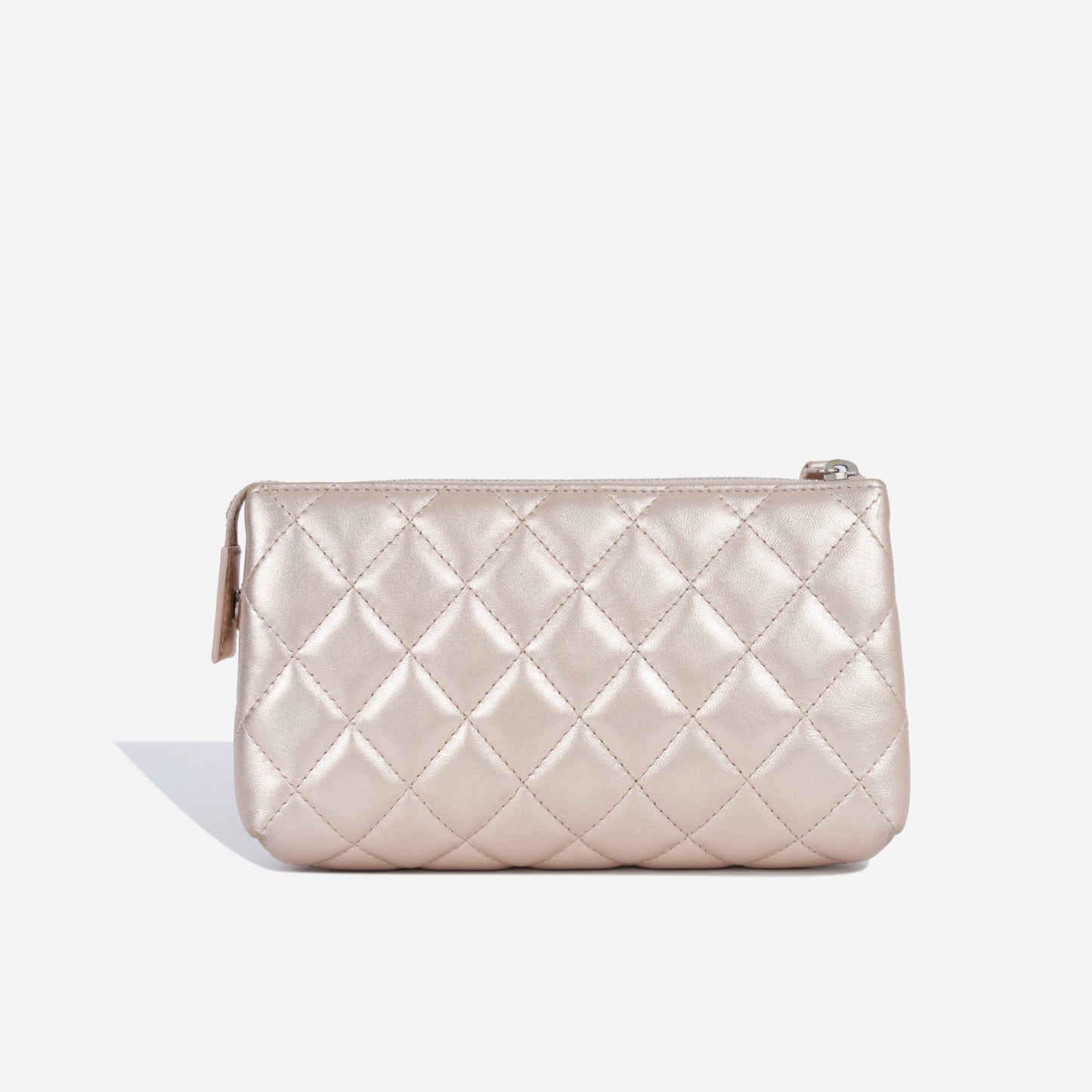 Chanel Luxury Calfskin Silver Clutch