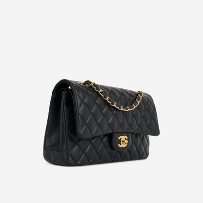 Chanel Classic Flap Lambskin Black Shoulder Bag Style 94