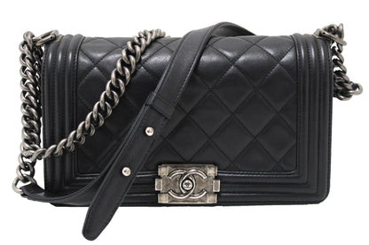 Chanel Boy Medium Quilted Calfskin Black Shoulder Bag Style