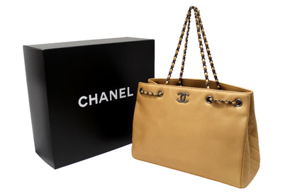 Chanel Brown Caviar Leather Large Shopping Tote Bag