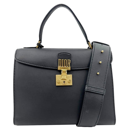 Christian Dior Dior Addict Leather Top Handle Crossbody Bag Black