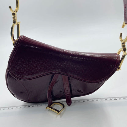 Dior Saddle Mini Shoulder Bag Burgundy Patent Leather
