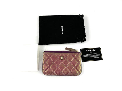 CHANEL Iridescent Purple 2020 Small Quilted Zip Pouch O Case Clutch