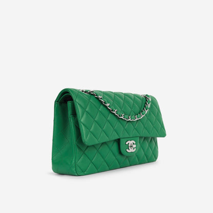 Chanel Classic Flap Lambskin Silver Shoulder Bag Style 10
