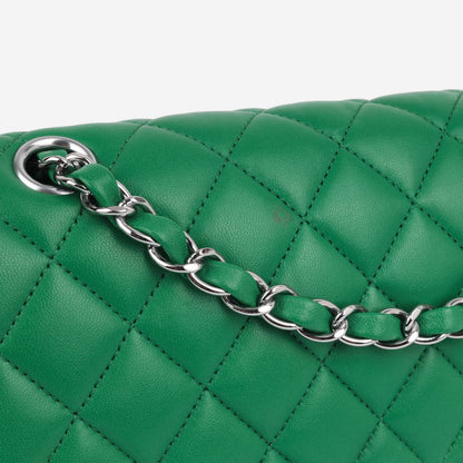 Chanel Classic Flap Lambskin Silver Shoulder Bag Style 10