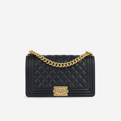 Chanel Boy Bag Lambskin Black Shoulder Bag Style 17