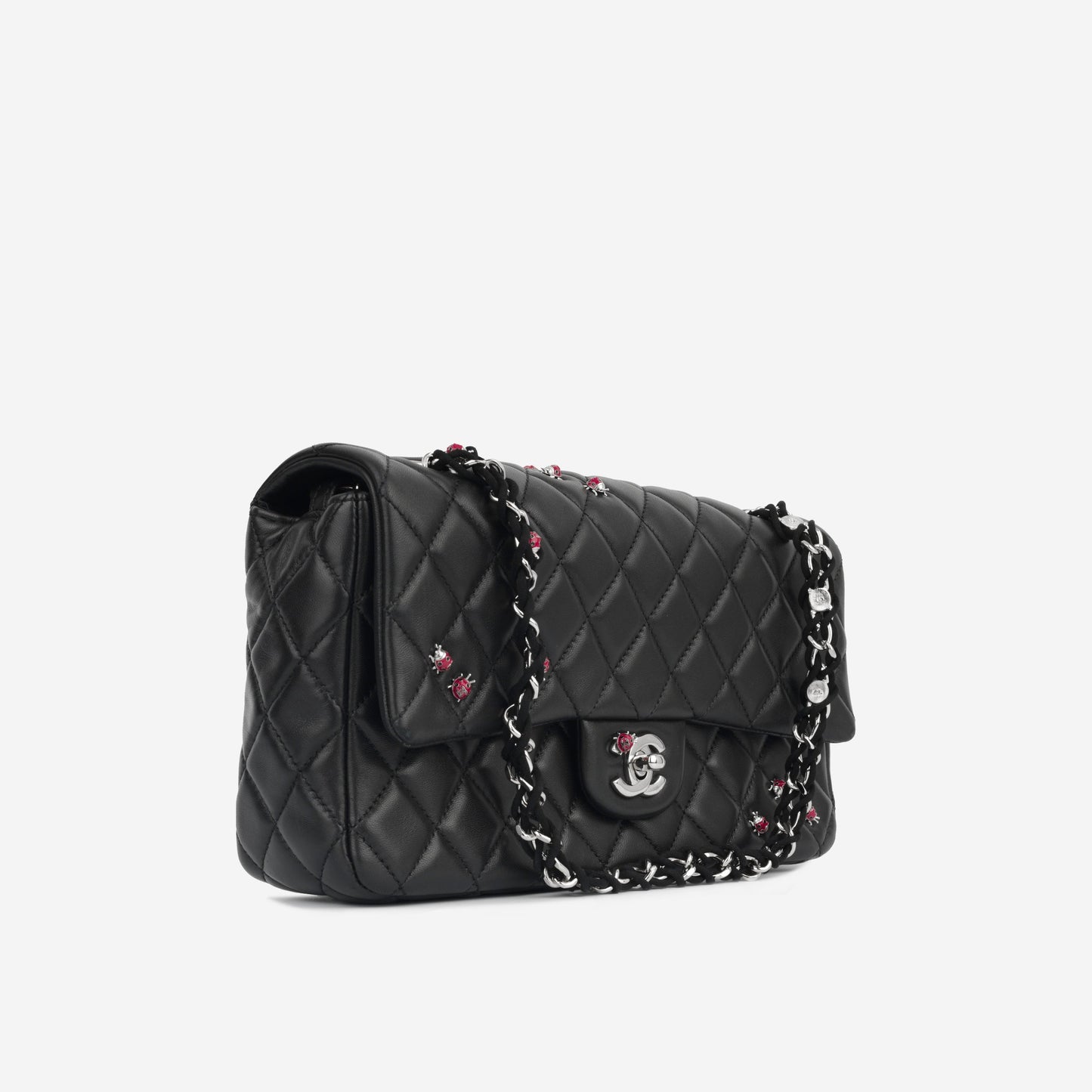 Chanel Classic Flap Lambskin Black Shoulder Bag Style 327