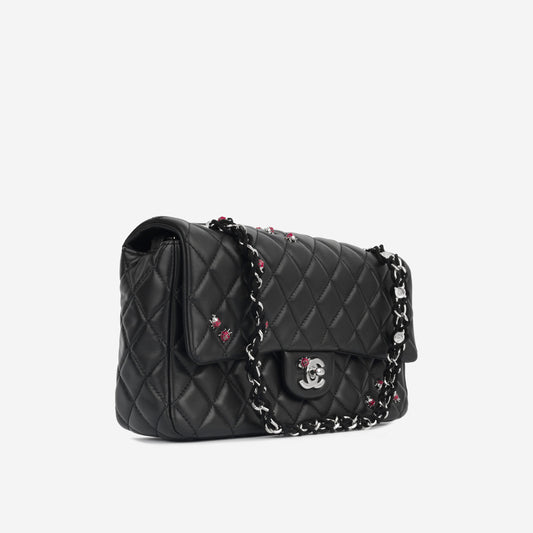 Chanel Classic Flap Lambskin Black Shoulder Bag Style 327