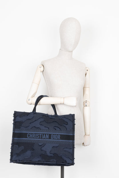Christian Dior Medium Book Tote Navy Camouflage