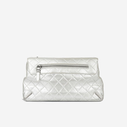 Chanel Classic Flap Lambskin Silver Shoulder Bag Style 38
