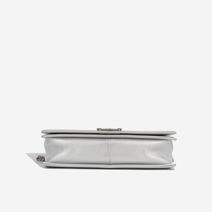 Chanel Classic Flap Lambskin Silver Shoulder Bag Style 34