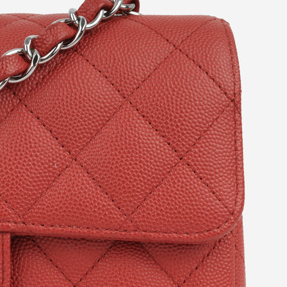 Chanel Classic Flap Lambskin Silver Shoulder Bag Style 21