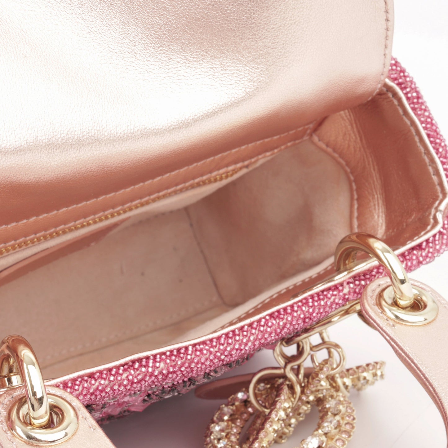 Mini Lady Dior - Pink Crystal Beaded
