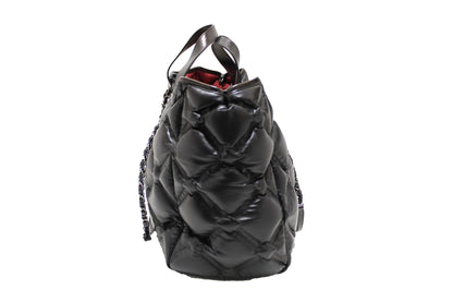 Chanel Black Bubble Quilted Lambskin Leather Large Tote