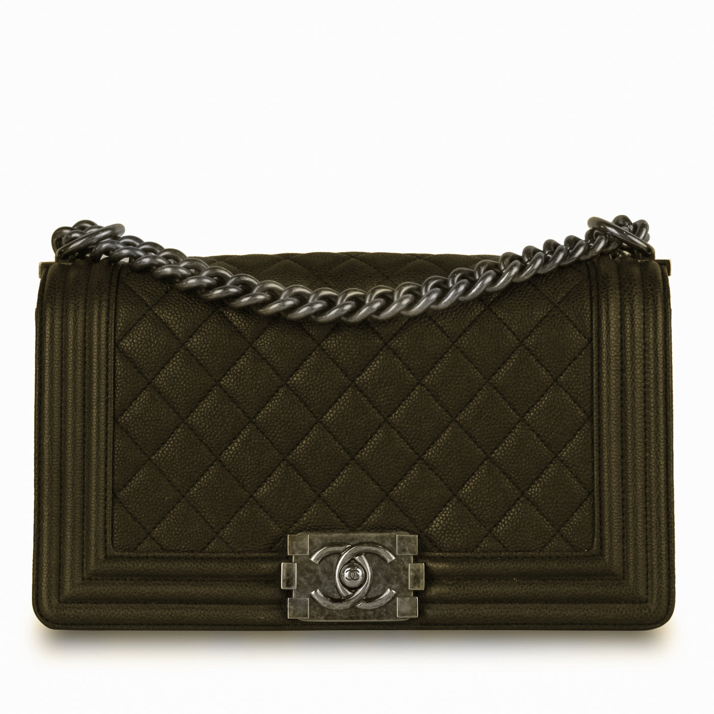 Chanel Boy Bag Caviar Green Shoulder Bag