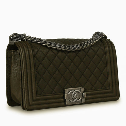 Chanel Boy Bag Caviar Green Shoulder Bag