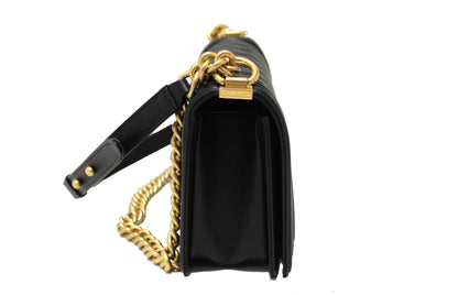 Chanel Boy Medium Quilted Lambskin Leather Black Shoulder Bag