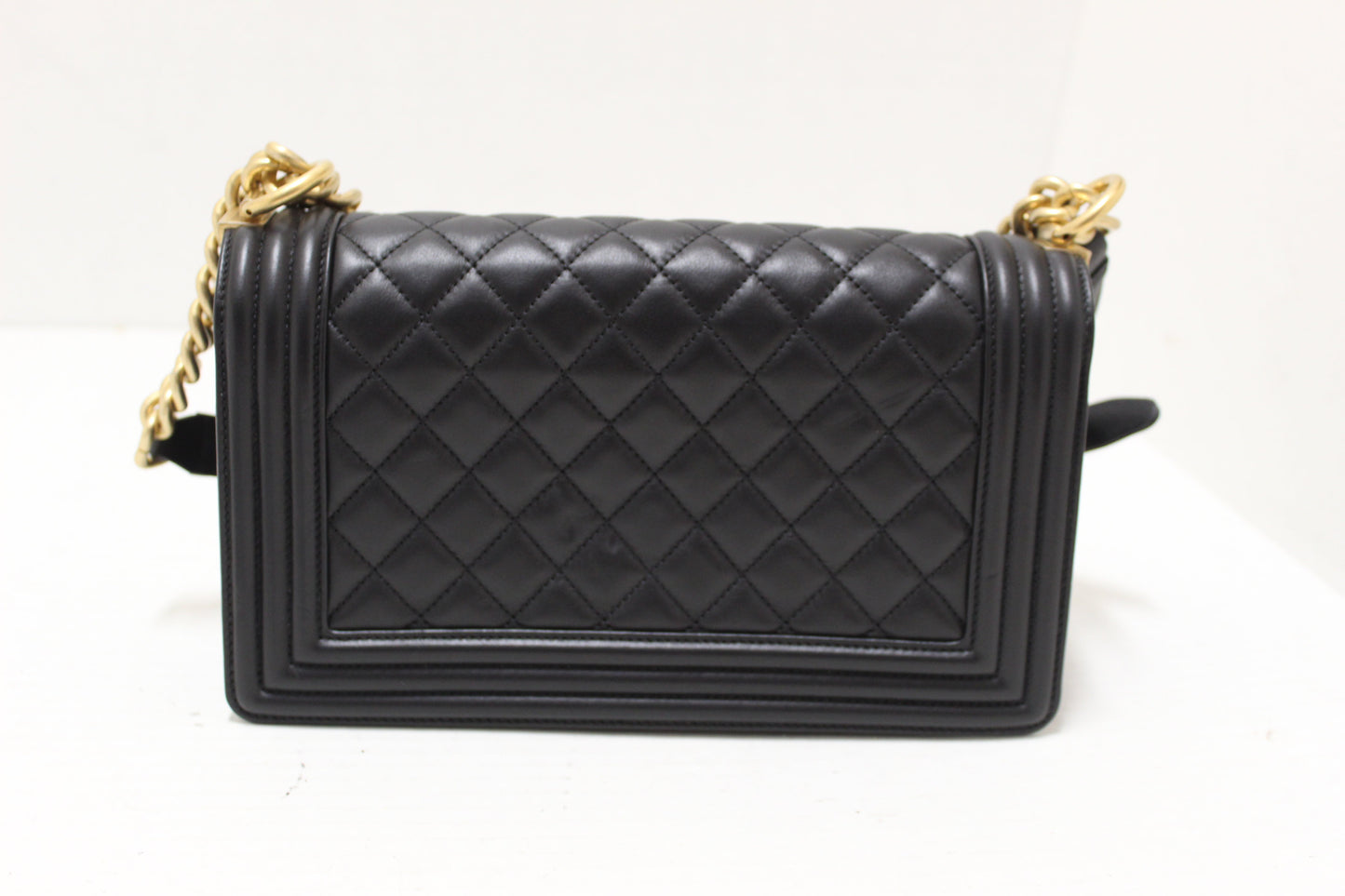 Chanel Boy Medium Quilted Lambskin Leather Black Shoulder Bag Style