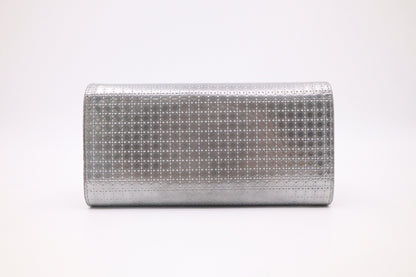 Dior Croisiere Wallet on Chain in Silver Micro-Cannage Leather