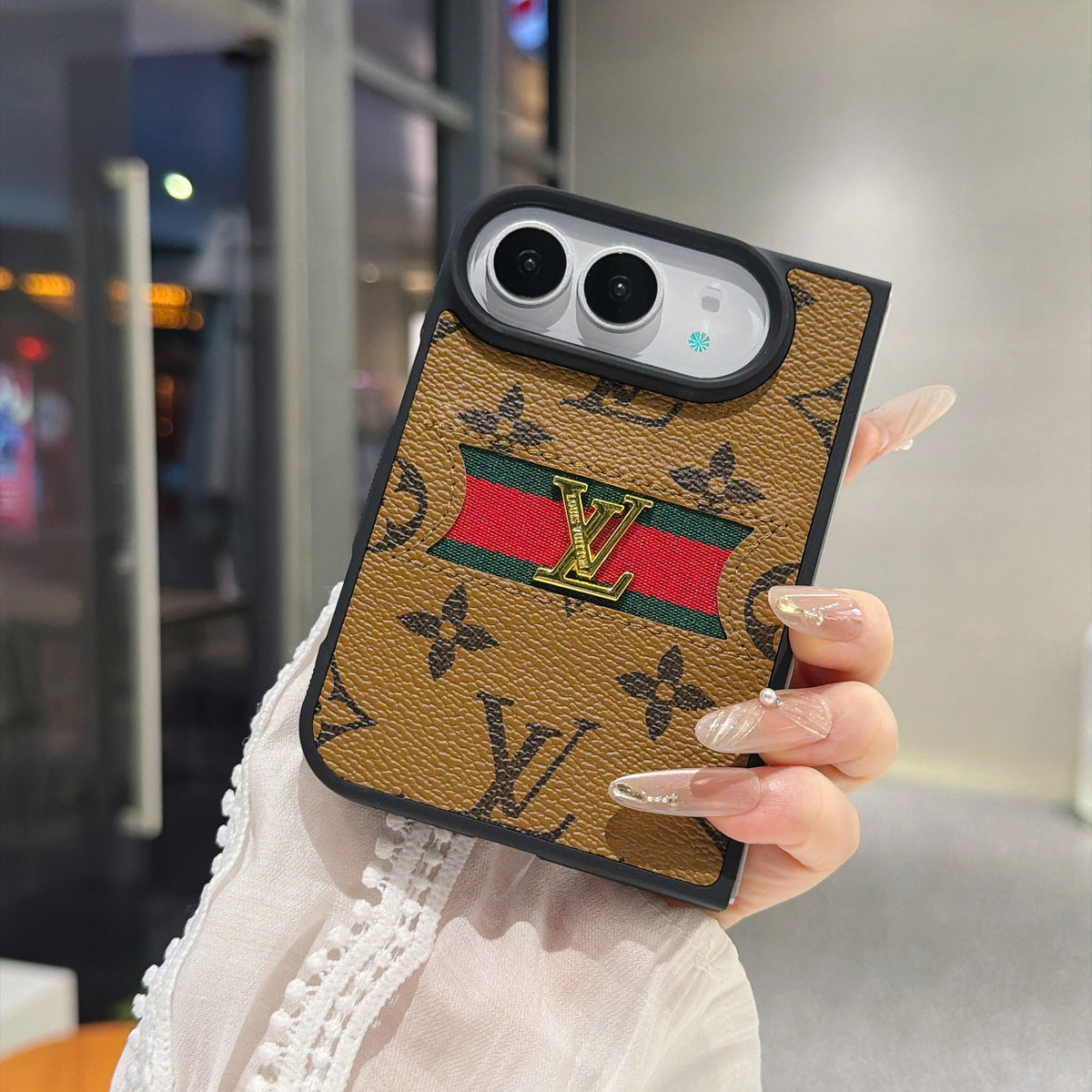 Classic Luxury LV Monogram Canvas Case for iPhone Duo