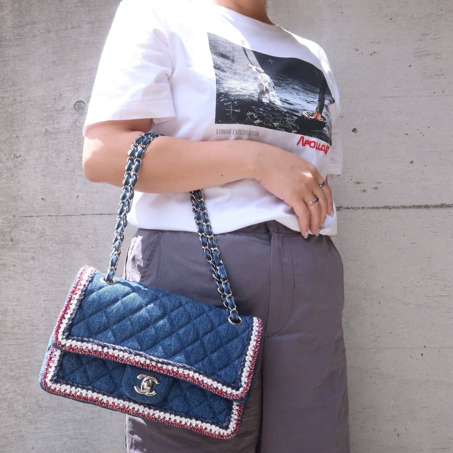 CHANEL Matelasse Leather Chain Shoulder Bag Blue A57698