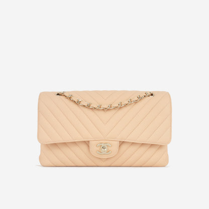 Chanel Classic Flap Lambskin Gold Shoulder Bag Style 118