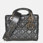 Lady Dior Small ABCdior Gunmetal Grey Cannage Lambskin Handbag with ABC Strap