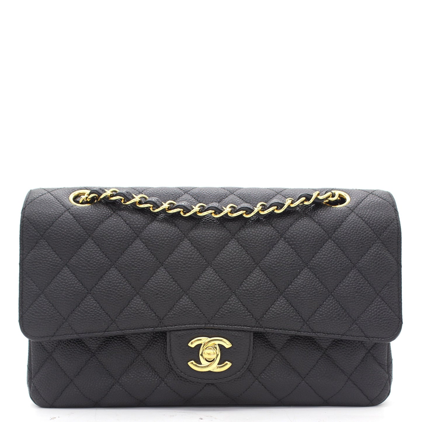 Chanel Flap Classic Quilted Caviar Leather Black Shoulder Bag Style