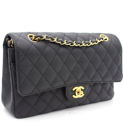 Chanel Flap Classic Quilted Caviar Leather Black Shoulder Bag Style