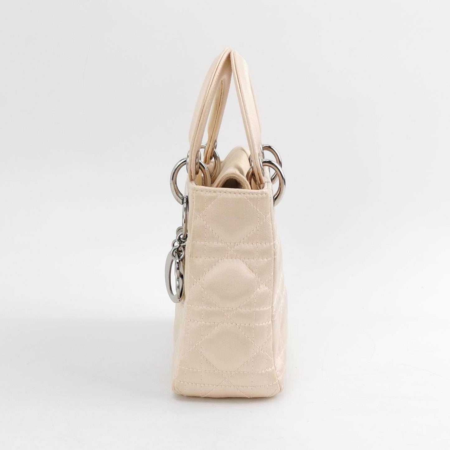 Lady Dior Mini Beige Silk Handbag