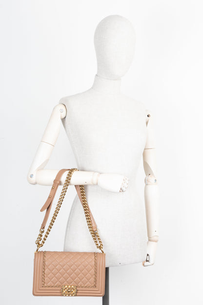Chanel Boy Beige Luxury Handbag
