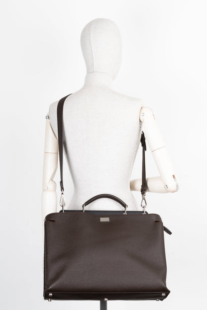 FENDI Large Peekaboo Leather Brown Zucca