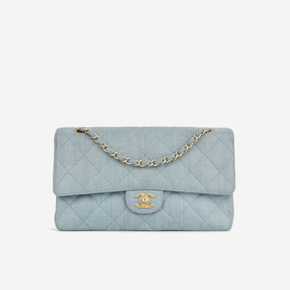 Chanel Classic Flap Bag - Blue Raffia