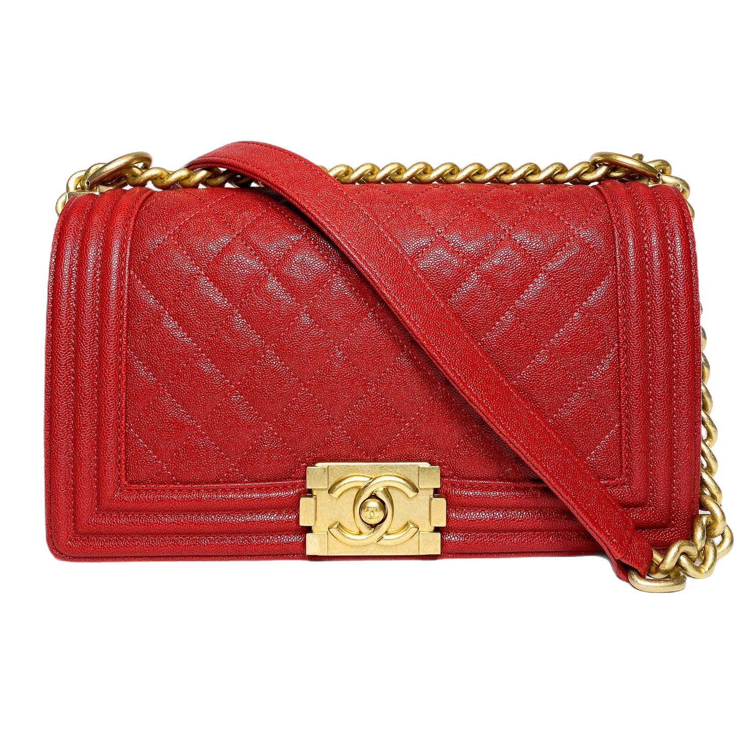 Chanel Red Boy Handbag