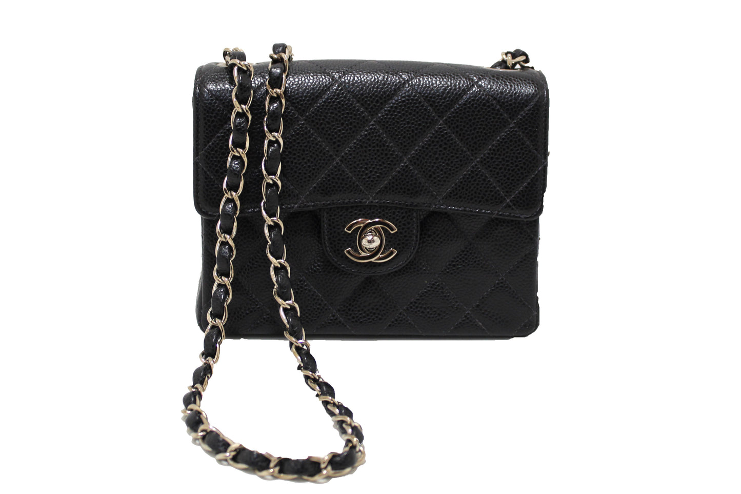 Chanel Black Quilted Caviar Leather Square Mini Classic Flap Bag