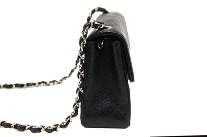 Chanel Black Quilted Caviar Leather Square Mini Classic Flap Bag