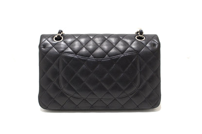 Chanel Black Lambskin Leather Medium Classic Flap Chain Bag