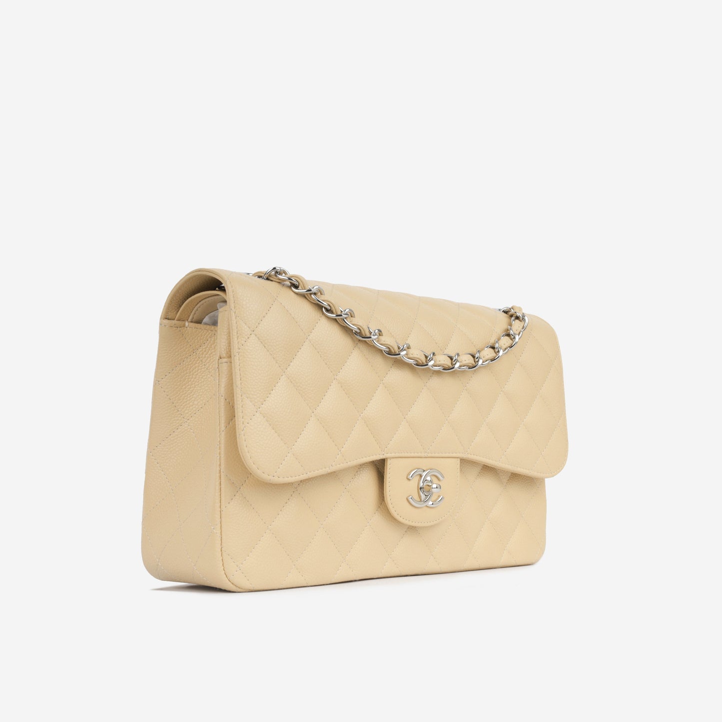 Chanel Classic Flap Lambskin Silver Shoulder Bag Style 6