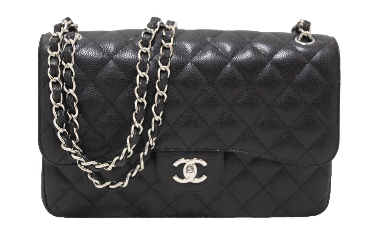 Chanel Flap Classic Quilted Caviar Leather Black Shoulder Bag Style 3