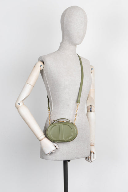 Christian Dior Cd Signature Oval Camera Bag Leather Olive