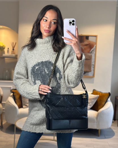 Chanel Gabrielle Large Lambskin Leather Black Handbag Style