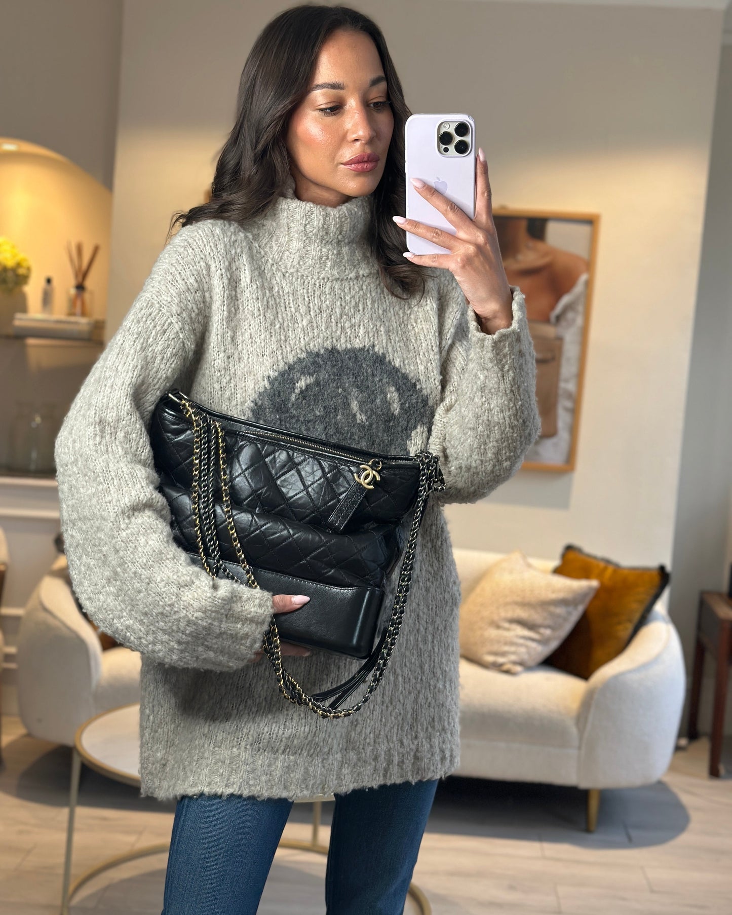 Chanel Gabrielle Large Lambskin Leather Black Handbag Style