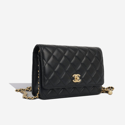 Chanel Wallet On Chain Lambskin Black Crossbody Style 12