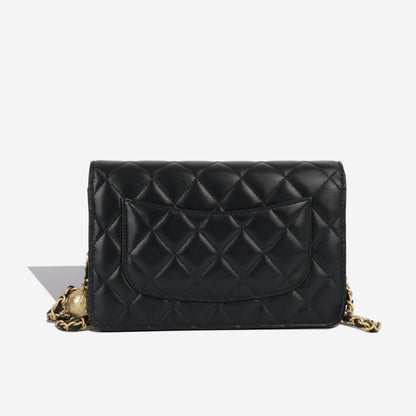 Chanel Wallet On Chain Lambskin Black Crossbody Style 12