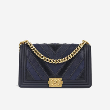 Chanel Boy Bag Caviar Gold Shoulder Bag Caviar