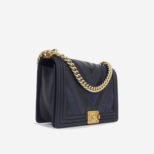 Chanel Boy Bag Caviar Gold Shoulder Bag Caviar