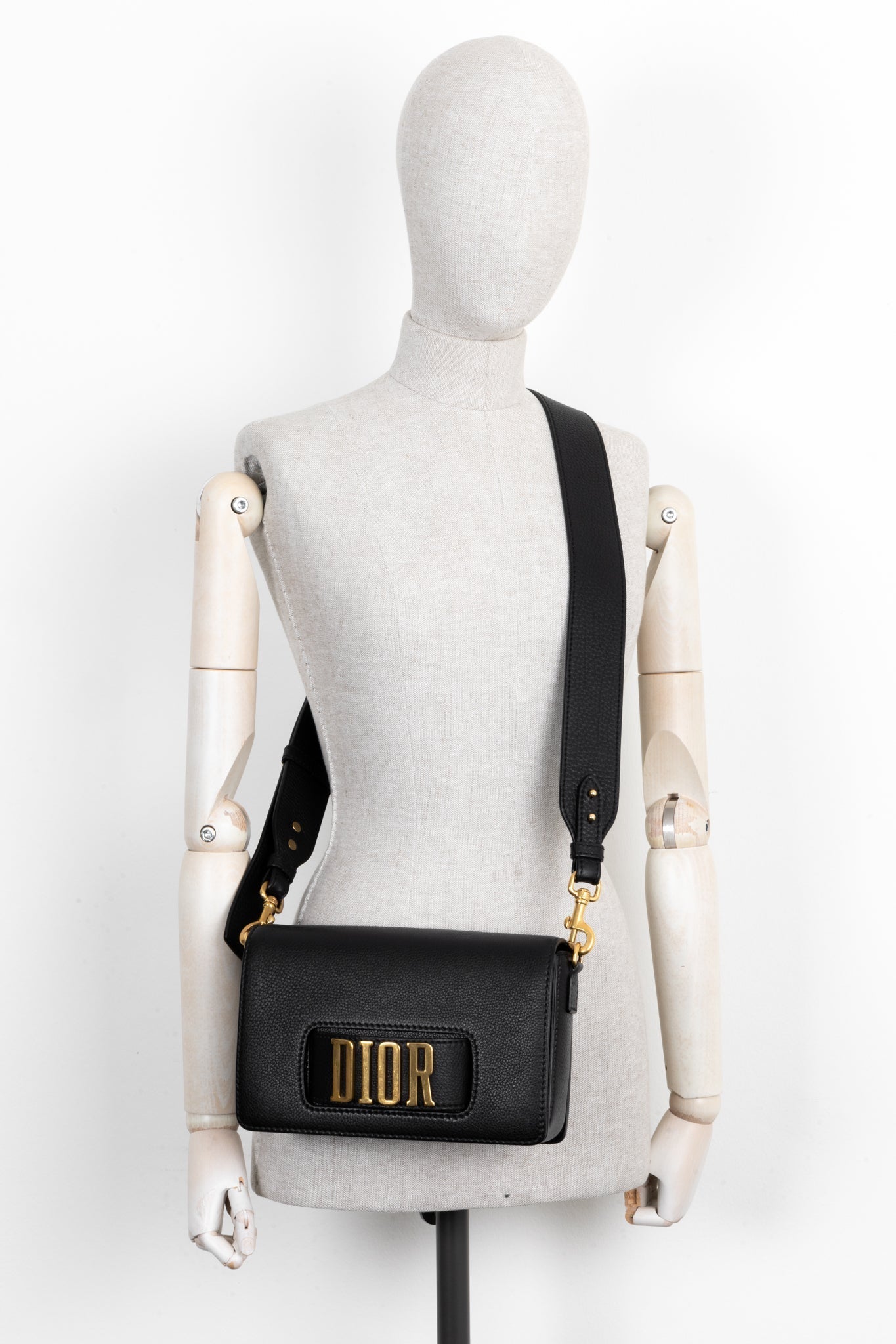 Christian Dior Dio R Evolution Clutch Bag Leather Black