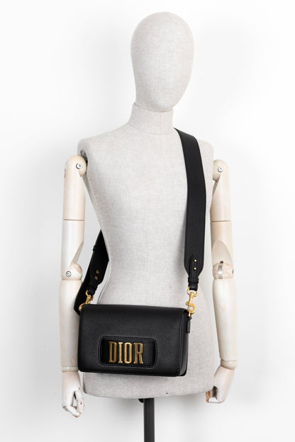Christian Dior Dio R Evolution Clutch Bag Leather Black