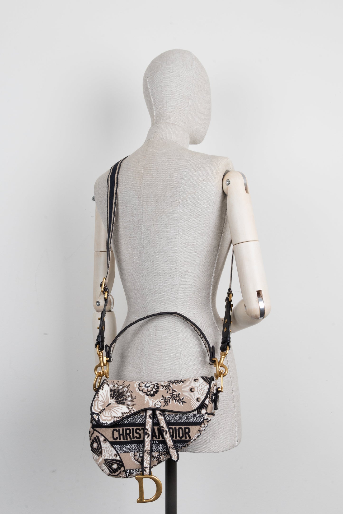 Christian Dior Saddle Bag Canvas Brown