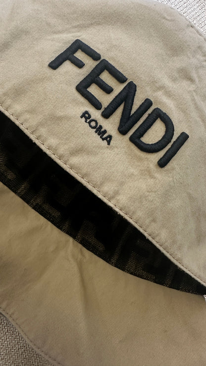 FENDI Logo Bucket Hat Beige